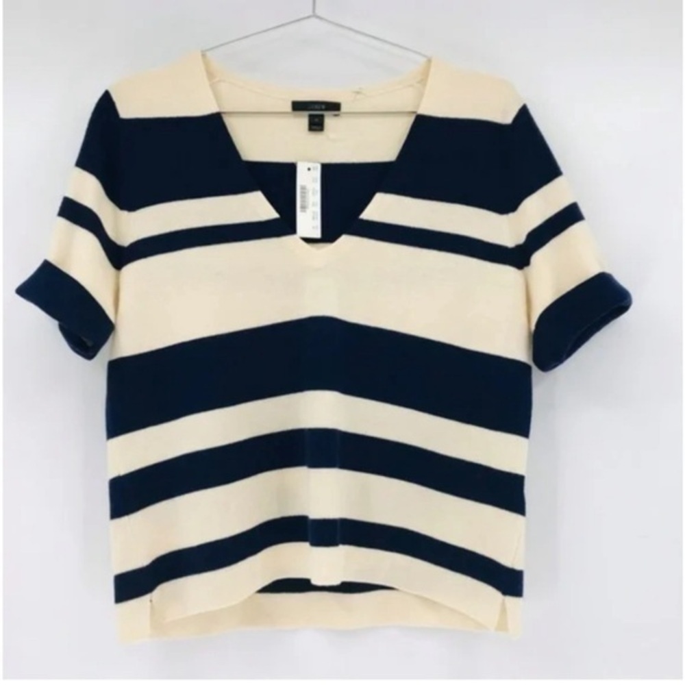 J Crew Short Sleeve V-neckline Knit Sweater Top